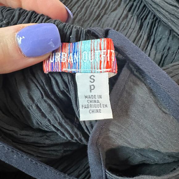 Urban Outfitters Vida Lace Up Smocked Top Ruffle Balloon Sleeve Backless Blouse - Picture 9 of 11